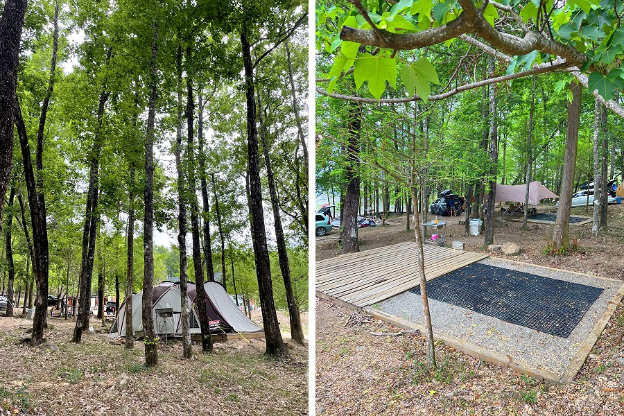 南投伴天聊露營區，森林系營地涼爽宜人~還有滑水道戲水池和沙坑遊戲區好好玩！